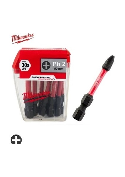 Milwaukee Bits Uç Ph2 50 mm 10'lu Paket Shockwave