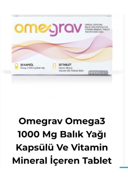 Omega 3 1000 mg Balık Yağı Kapsülü ve Vitamin Mineral İçeren Tablet