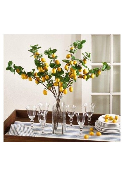 Nettenevime Yapay Limon Dalı 100 cm Yapay Çiçek Limon Ağacı Dalı