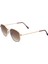 E102 Metal Geometrik Köşeli Model Gold Kahverengi Degrade Unisex Güneş Gözlüğü C4 CAT.2 2