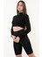 Kadın Siyah Fermuarlı Balıkçı Yaka Örme Crop Bluz 1