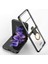 Galaxy Z Flip 3 Kılıf Yüzüklü Standlı Katlanabilen Metal Görünümlü Wonderful Kılıf Koyu Siyah 1