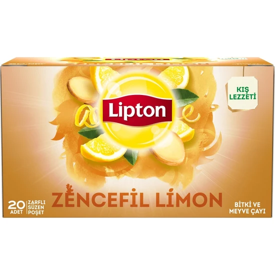Lipton Zencefil Limon Bitki Süzen Bardak Poşet Çayı 20LI x 2 Adet