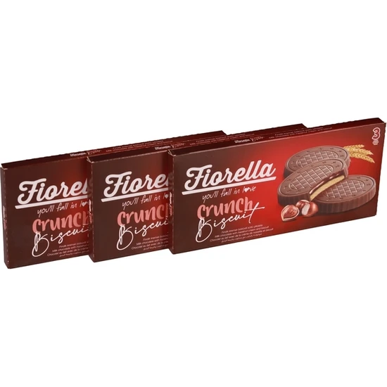 Elvan Fiorella Fındık Kremalı Çikolatalı Bisküvi 22,5  gr 3 Lü (3 Paket)