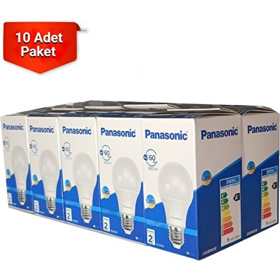 Panasonic E27 LED Ampul 8,5W 60W 860LM 6500K Beyaz - 10'lu Paket