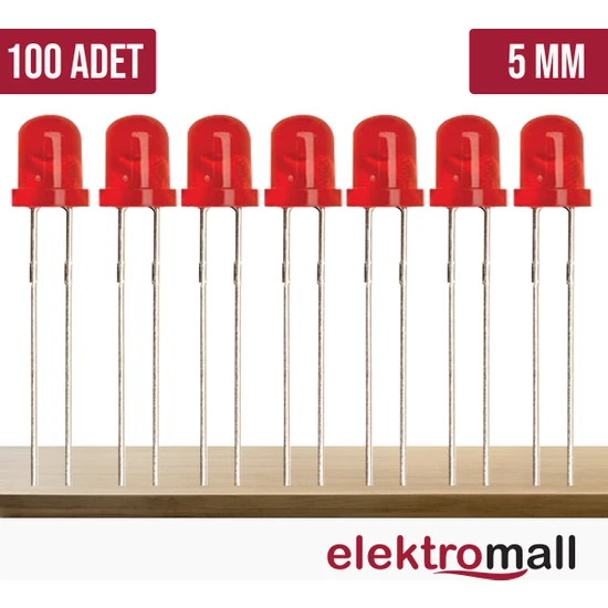 Elektromall 5mm Kırmızı Diffused LED(100 Adet)
