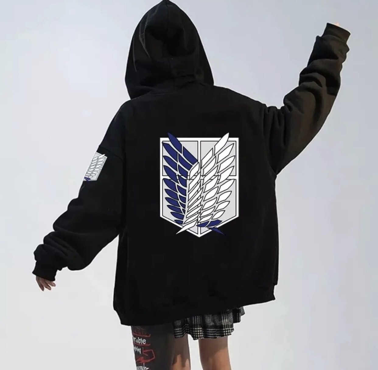 Amor Woman Büyük Beden Kapüşonlu Tam Fermuarlı Sırt Kanat Baskılı Oversize Yeni Trend Kadın Ceket-Sweatshirt görsel 2