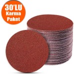 Badem10 30 Adet (KARMA PAKET-125 mm) Cırt Zımpara Kağıdı El Zımparaları Seti Avuç İçi Spiral Taşlama