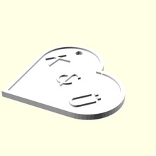 Aldım Geldi K & Ü Kişiye Özel Üretim Zincirsiz Kalp Aşk Anahtarlık Sevgiliye Eşe Hediyelik Tag Organik Plastikten