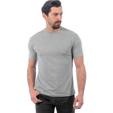Sıfır Yaka Tişört, Gri -112E630- Bisiklet Yaka Tshirt, T-shirt