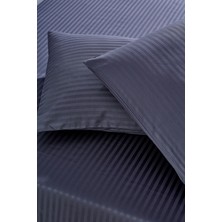 Komfort Home Battal Boy Çizgili Pamuk Saten Çarşaf Seti / Antrasit