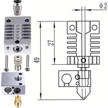 Shuai Yan Tüm Metal Hotend - Titanyum Isı Kırıcı, Nozul .4mm, Pnömatik Bağlayıcı, Silikon Çorap Creality Ender 3 Pro Yükseltmeleri (Yurt Dışından)