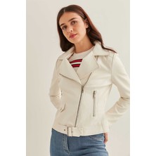 Vitrin Omuzda Apolet Detaylı Suni Deri Ceket