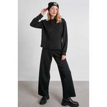 Vitrin Yüksek Bel Bol Paça Örme Pantolon