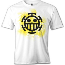 One Piece - Trafalgar Law Logo Beyaz Erkek Tshirt