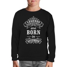 Burç - Born In November Legends Siyah Çocuk Sweatshirt