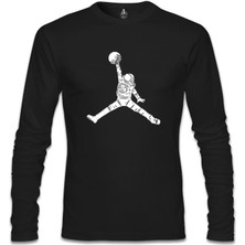 Astronot Uzay Topu Siyah Erkek Sweatshirt