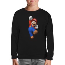 Mario & Luigi - Mario Siyah Çocuk Sweatshirt