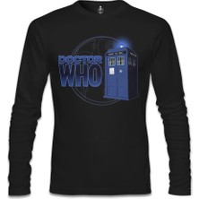 Doctor Who - Phone Box Siyah Erkek Sweatshirt