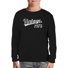 Vintage 1975 Siyah Çocuk Sweatshirt