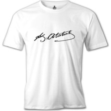 Atatürk Imza Beyaz Erkek Tshirt