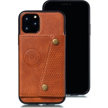 Hello-U Apple iPhone 11 Için Kartlıklı Pu Deri Kaplamalı Tpu Telefon Kılıfı - Kahverengi (Yurt Dışından)