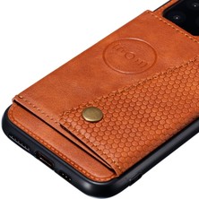 Hello-U Apple iPhone 11 Için Kartlıklı Pu Deri Kaplamalı Tpu Telefon Kılıfı - Kahverengi (Yurt Dışından)
