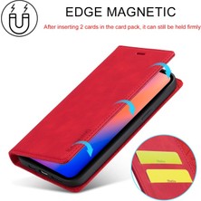 Lc.İmeeke Apple iPhone 13 Mini Için Lc Strong Magnetic Serisi Pu Deri Cüzdan Tasarımlı Telefon Kılıfı - Kırmızı (Yurt Dışından)