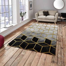 Meka Home Siyah Piramit Model Kadife Lastikli Halı Örtüsü