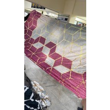 Meka Home Pembe Piramit Model Kadife Lastikli Halı Örtüsü