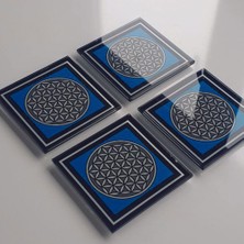 Decorita Cam Bardak Altlığı | 4'lü Takım Yaşam Çiçeği | 10cm x 10cm