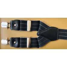 Kemer Sepeti Siyah Ince Çizgili Pantolon Askısı 3 Klipsli