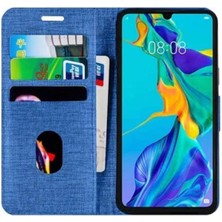 Bonjux Samsung Galaxy A30 Standlı Kartvizit Para Gözlü Kumaş Cüzdan Kılıf