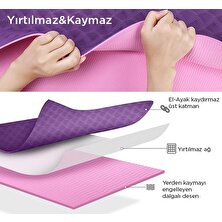 Gymo Hizalamalı 6mm Tpe Yoga Matı Pilates Minderi +Diz Dirsek Koruyucu Mat