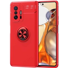 Tekno Grup Xiaomi Mi 11T Pro 5g Kılıf Ultra Korumalı Yüzüklü Manyetik Ravel Silikon + Cam Ekran Koruyucu