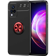 Tekno Grup Vivo V21 Kılıf Ultra Korumalı Yüzüklü Manyetik Ravel Silikon + Cam Ekran Koruyucu