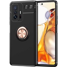 Tekno Grup Xiaomi Mi 11T Pro 5g Kılıf Ultra Korumalı Yüzüklü Manyetik Ravel Silikon + Tam Kaplayan 6d Nano Ekran Koruyucu