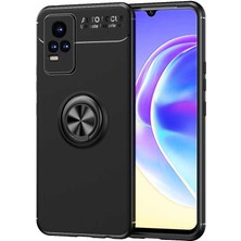 Tekno Grup Vivo V21E Kılıf Ultra Korumalı Yüzüklü Manyetik Ravel Silikon + Nano Ekran Koruyucu