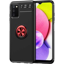 Tekno Grup Samsung Galaxy A03S Kılıf Ultra Korumalı Yüzüklü Manyetik Ravel Silikon + Tam Kaplayan 6d Nano Ekran Koruyucu