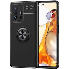 Tekno Grup Xiaomi Mi 11T Pro 5g Kılıf Ultra Korumalı Yüzüklü Manyetik Ravel Silikon + Tam Kaplayan 6d Nano Ekran Koruyucu