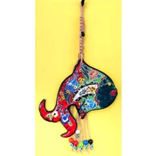 NAZAR Orta Boy Çini Işlemeli Balık Dekoratif Duvar Balkon Süsü 32 cm