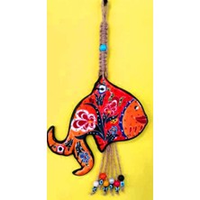 NAZAR Orta Boy Çini Işlemeli Balık Dekoratif Duvar Balkon Süsü 32CM