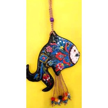 NAZAR Orta Boy Çini Işlemeli Balık Dekoratif Duvar Balkon Süsü 32CM