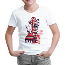 Lord T-Shirt LordT-Shirt T-Shirt New York - Liberty Area Beyaz Çocuk Tshirt