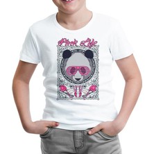 Lord T-Shirt LordT-Shirt T-Shirt Panda - Pembe Beyaz Çocuk Tshirt