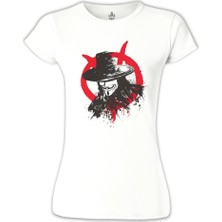 Lord T-Shirt LordT-Shirt V For Vendetta - Rebel Beyaz Bayan Tshirt