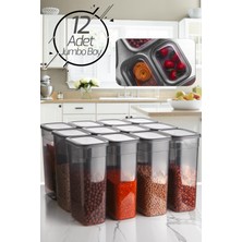 Kitchen Life 12 Adet Jumbo Boy Dikdörtgen Saklama Kabı Seti - 3200 ml Süper Set