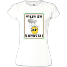 Lord T-Shirt LordT-Shirt Yilin En Şanssizi Beyaz Bayan Tshirt