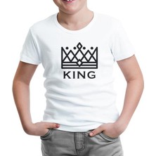 Lord T-Shirt LordT-Shirt King And Queen - King Beyaz Çocuk Tshirt