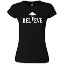 Lord T-Shirt LordT-Shirt Believe Siyah Bayan Tshirt